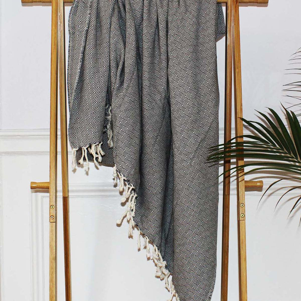 
                  
                    Handwoven Turkish throw blanket in soft earth tones, perfect for couch or bed layering
                  
                